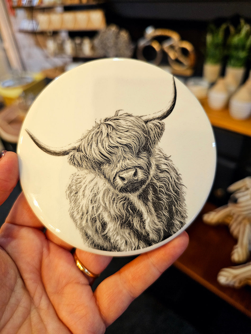 Highland Cow coaster - ceramic